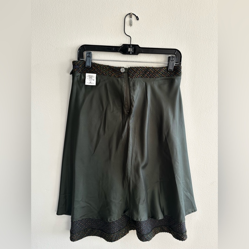 Vintage Tweed A-Line Skirt – H&M, Size 6, Academia Style, Green/Brown - Picture 6 of 8